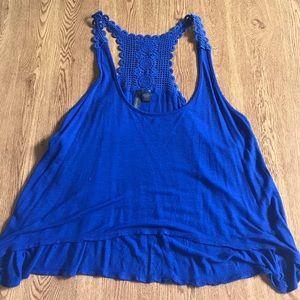 Blue Tank Top - Cropped, High Low